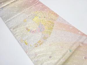 孔雀模様織り出し　袋帯